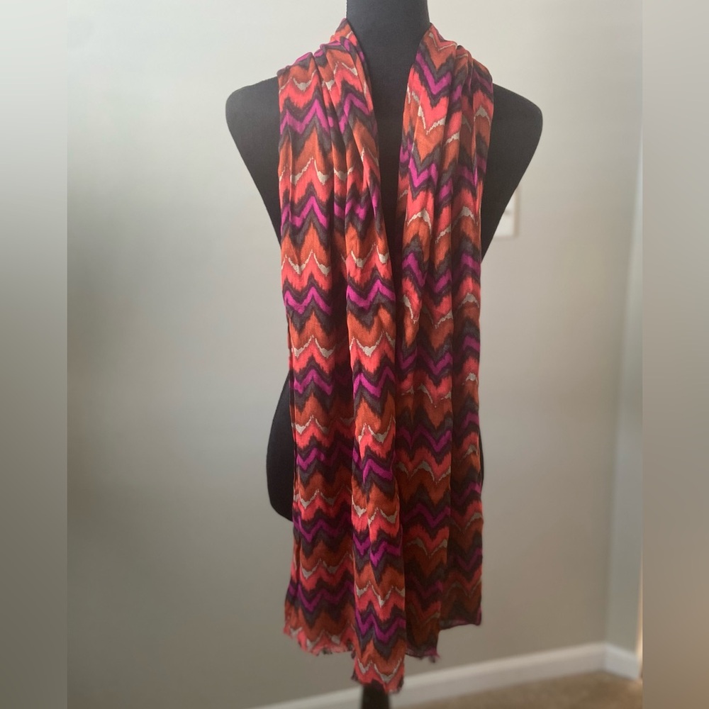 Vibrant Chevron Scarf - Pink and Orange
